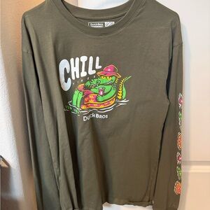 Dutch Bros Olive Green Chill Alligator Long Sleeve
